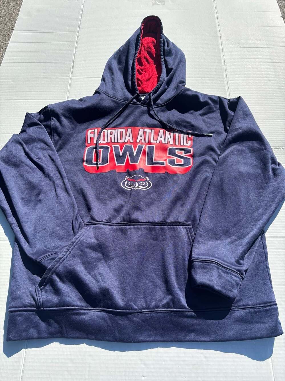 Hanes Florida Atlantic Owls Navy Pullover Hoodie Sweatshirt Men’s Large Blue Red